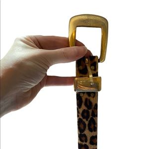 Calf Hair and Leather Leopard Belt
